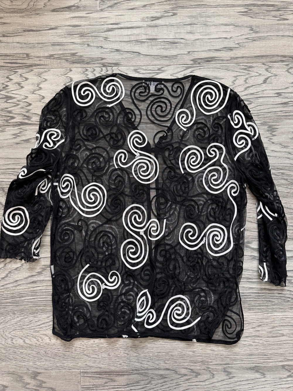 Black Sheer Swirl Embroidered Wrap - Unbranded